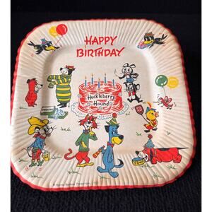 VTG 1959 Huckleberry Hound Happy Birthday Paper Plates – Hanna-Barbera x6